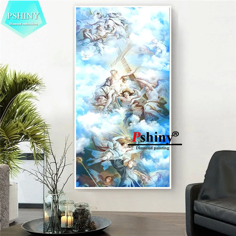 Алмазная вышивка PSHINY 5D сделай сам картина с ангелом христианскими религиозными