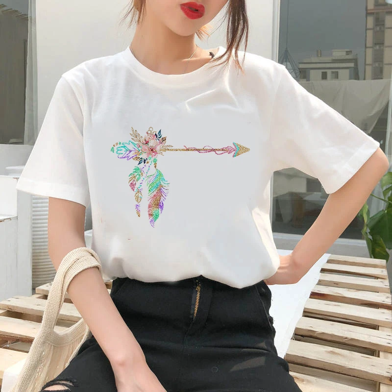 The Great Wave of Aesthetic T-Shirt Women Tumblr 90s Fashion Graphic Tee Cute T Shirts And Colorful pendants Summer Tops Female joan erber t great myths of aging