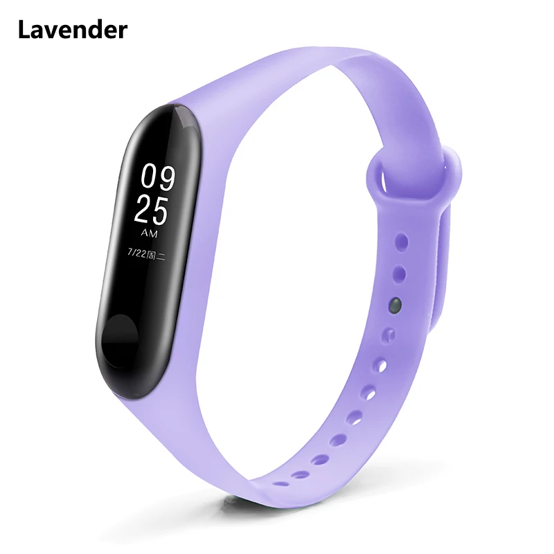 BOORUI mi band 3 ремешок на запястье для Xiaomi mi band 3 силиконовый mi band 3 Аксессуары Красочные pulsera correa mi 3 замена - Цвет: Lavender