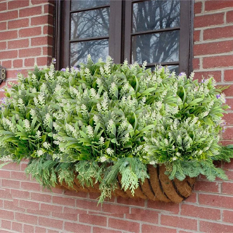 6 Packs of Fake Green Shrub Plants Outdoor Plastic Flowers Garden Terrace Farm Decoration | Дом и сад