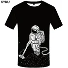 Футболка KYKU Alien, Мужская футболка с галактическим принтом, черная аниме-одежда, Забавные футболки в стиле Харадзюку, Готическая футболка, мужская одежда с принтом