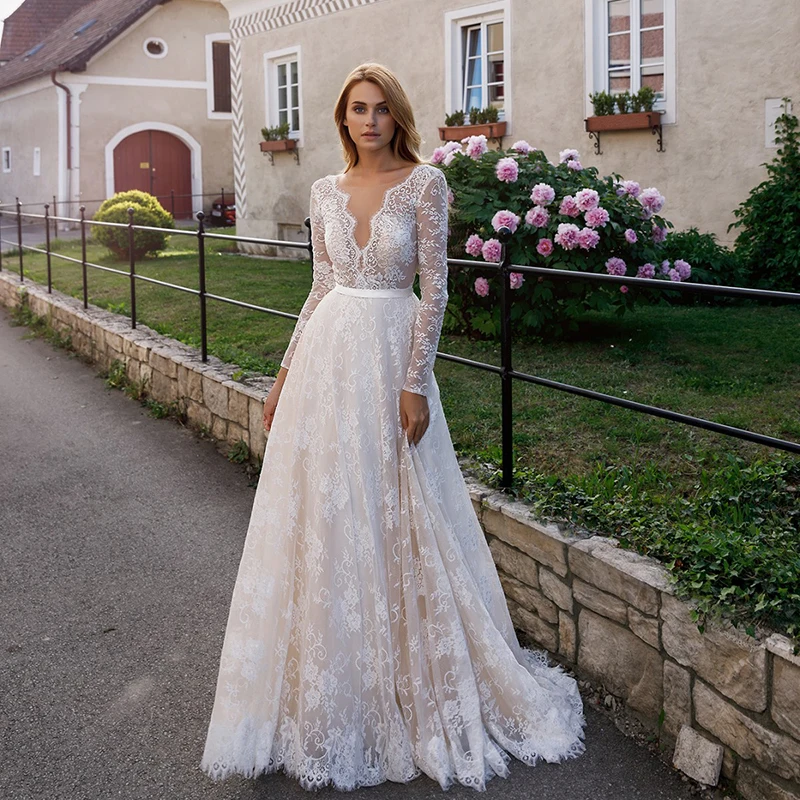 Свадебное платье трапеция Verngo бохо 2020 кружевные свадебные платья из фатина с