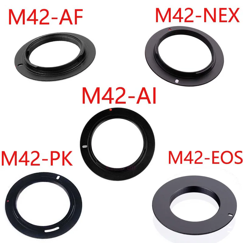 

10pcs/lot For M42-EOS M42-AI M42-AF M42-PK M42-NEX Aluminum M42 Screw Mount Lens Adapter For Canon Nikon Sony pentax camera lens