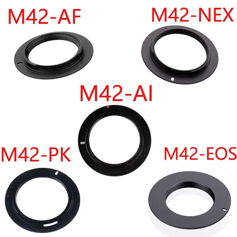 10pcs/lot For M42-EOS M42-AI M42-AF M42-PK M42-NEX Aluminum M42 Screw Mount Lens Adapter Canon Nikon Sony pentax camera lens | Электроника