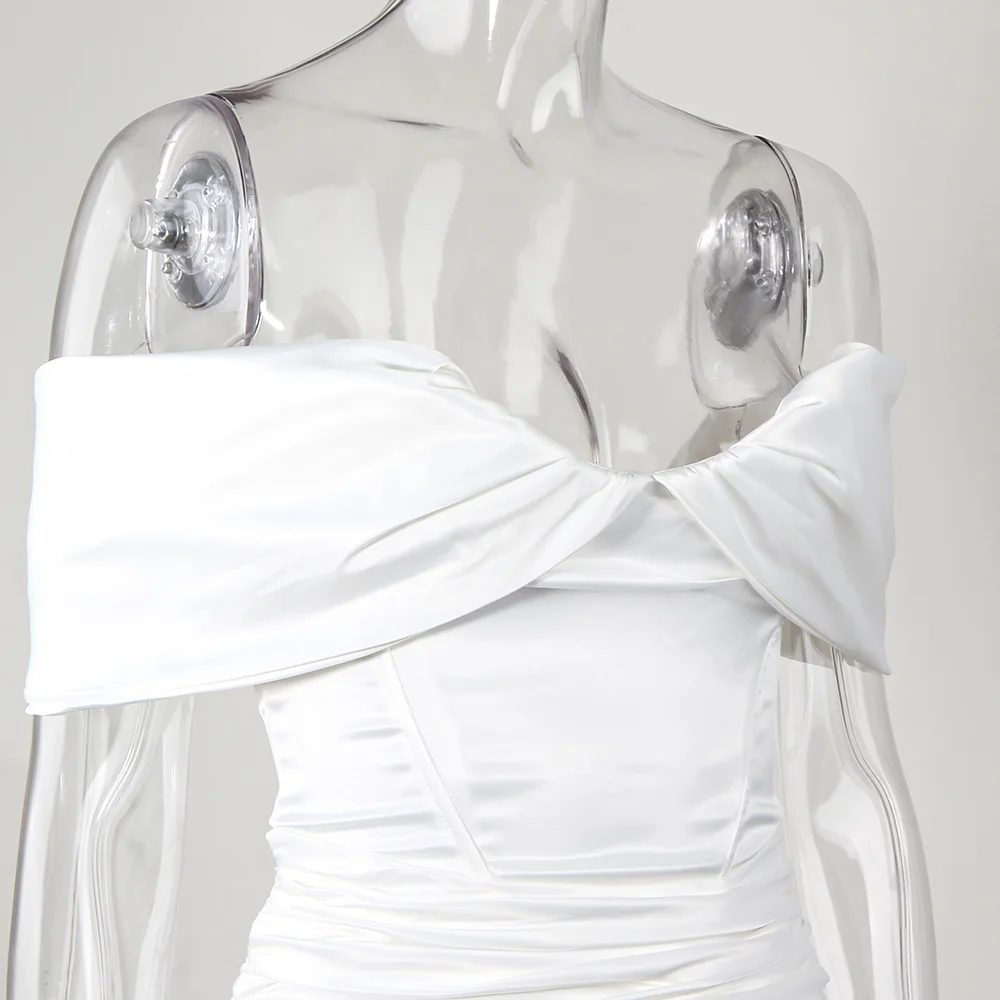 Платье Karlofea женское атласное милое вечернее облегающее мини-платье с запахом в