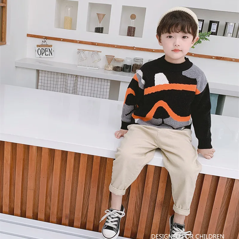 

Boys sweater pullover knitting long-sleeved cotton boys children's clothes Cartoon kids sweater coat autumn 2020 18M-8Y