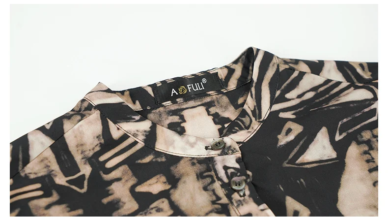 L~ 4XL 5XL хаки геометрический принт длинная высокая низкая рубашка платья плюс размер женские однослойные с длинным рукавом Хлопок миди платье A4117