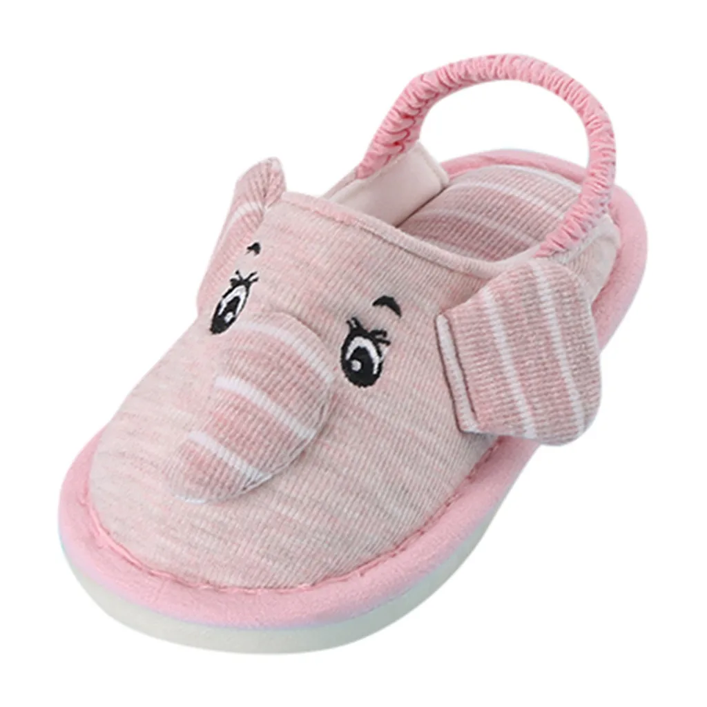 Elephant Pink Зимняя обувь унисекс для новорожденных мальчиков и девочек зимняя противоскользящая обувь в виде животных теплые домашние Тапочки - Цвет: Elephant Pink