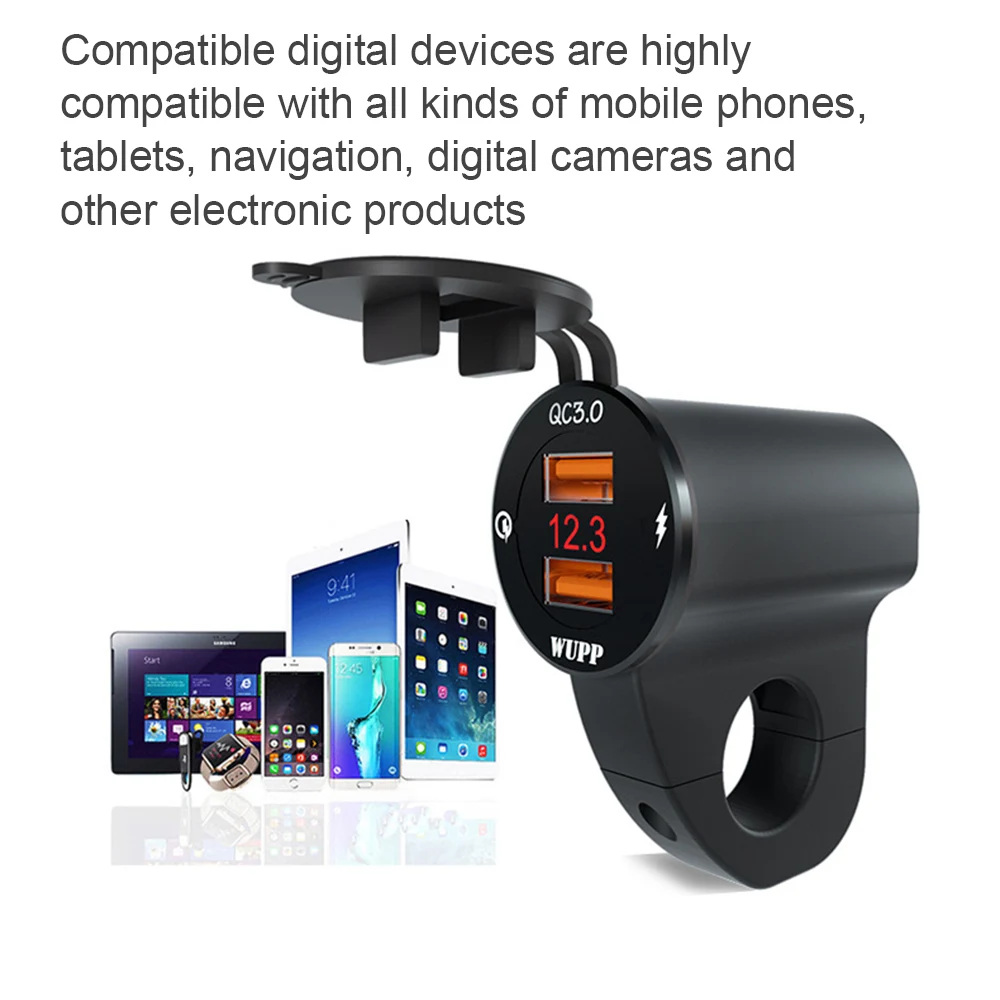 Зарядное устройство для мотоцикла с двумя USB портами и выключателем