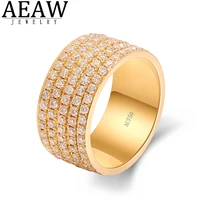 Solid 14K Yellow Gold Round Excellent Cut DF Color VVS1 Moissanite Wedding Band  Fine Jewelry