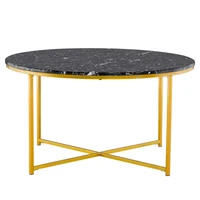 【USA READY STOCK】Coffee Table Marble Simple 90 Round  Black Indoor