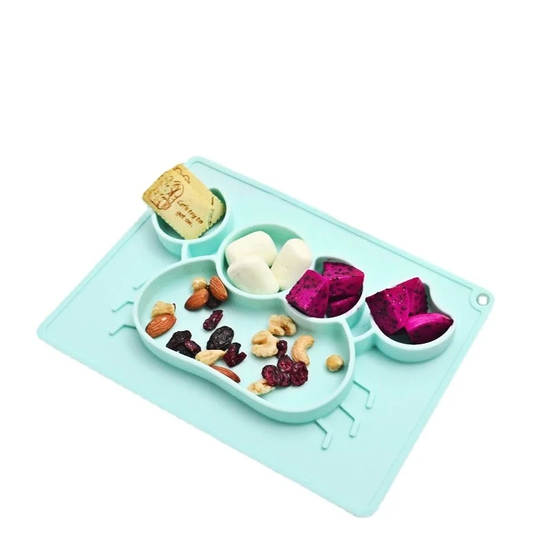 Безопасная силиконовая столовая тарелка для детей мультяшная посуда детская