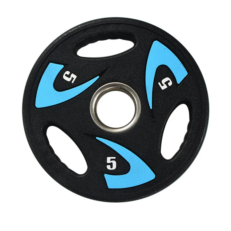 

High Grade Pu Three Hand Pull Hole Barbell Piece Color Barbell Piece WeightLifting Bar Equipped with PU Material Barbell Piece