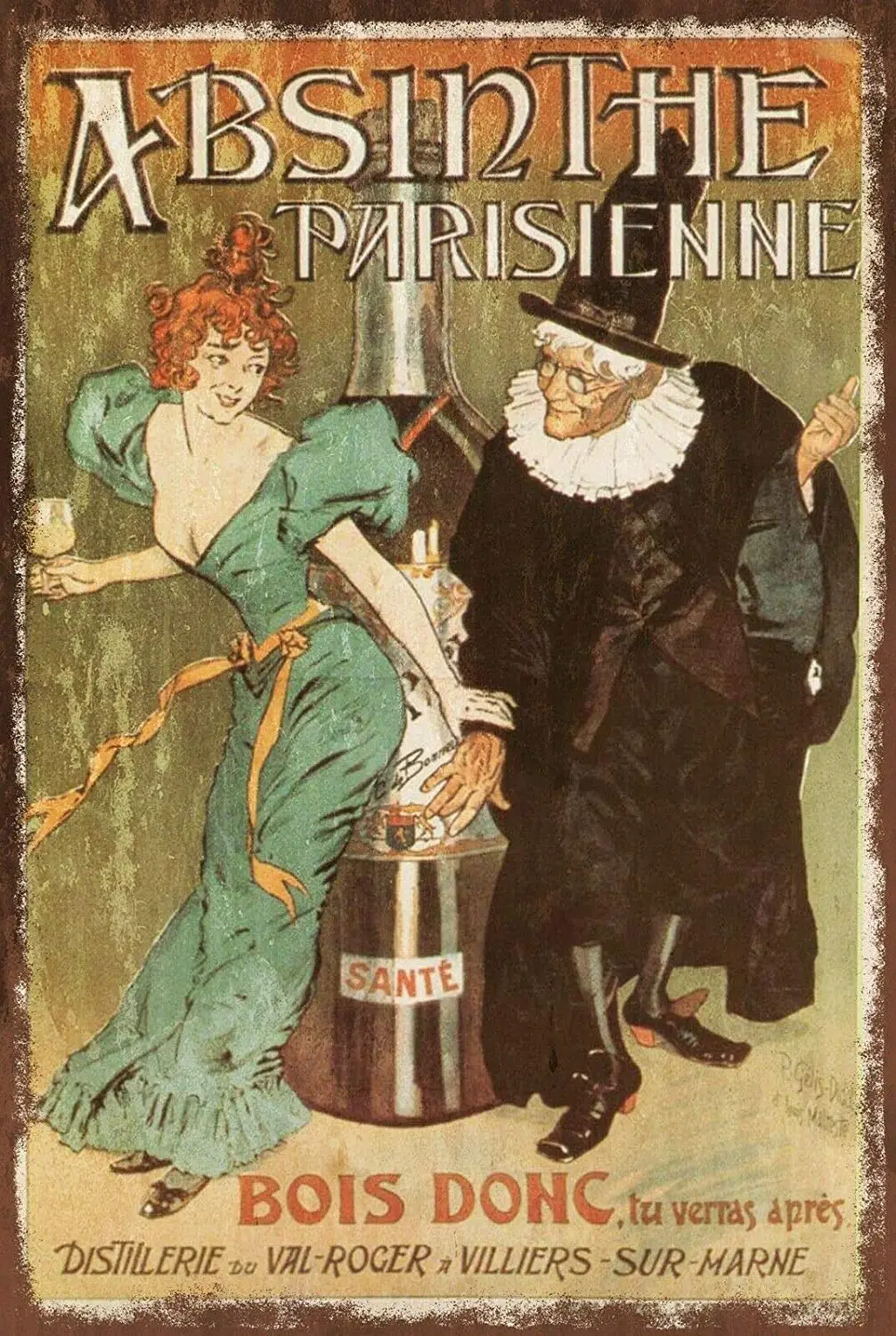 

Absinthe Parisienne декоративные знаки 12x8 дюймов, металлический жестяной знак