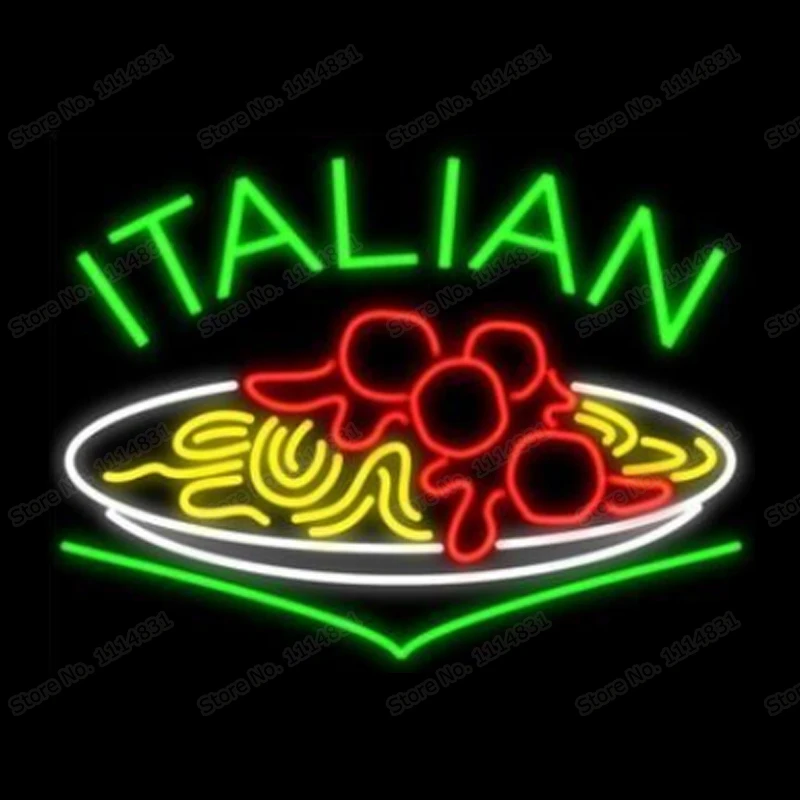 Итальянская еда лапша спагетти неоновая вывеска ручная работа настоящий