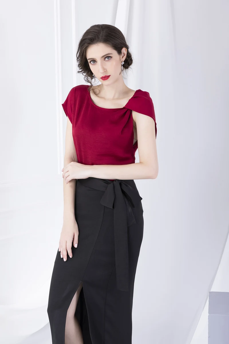 Женские Подиумные комплекты-двойки с круглым вырезом и короткими рукавами