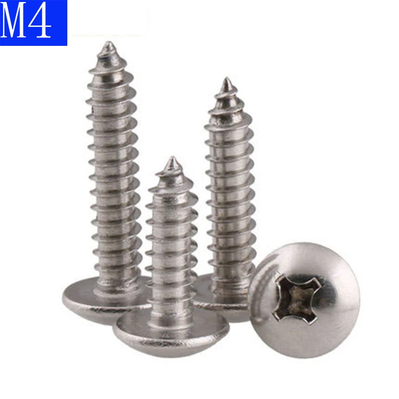 

M4 4mm 304 Stainless Phillips Truss Head Sheet Metal Screw Self Tapping Screws Woodworking