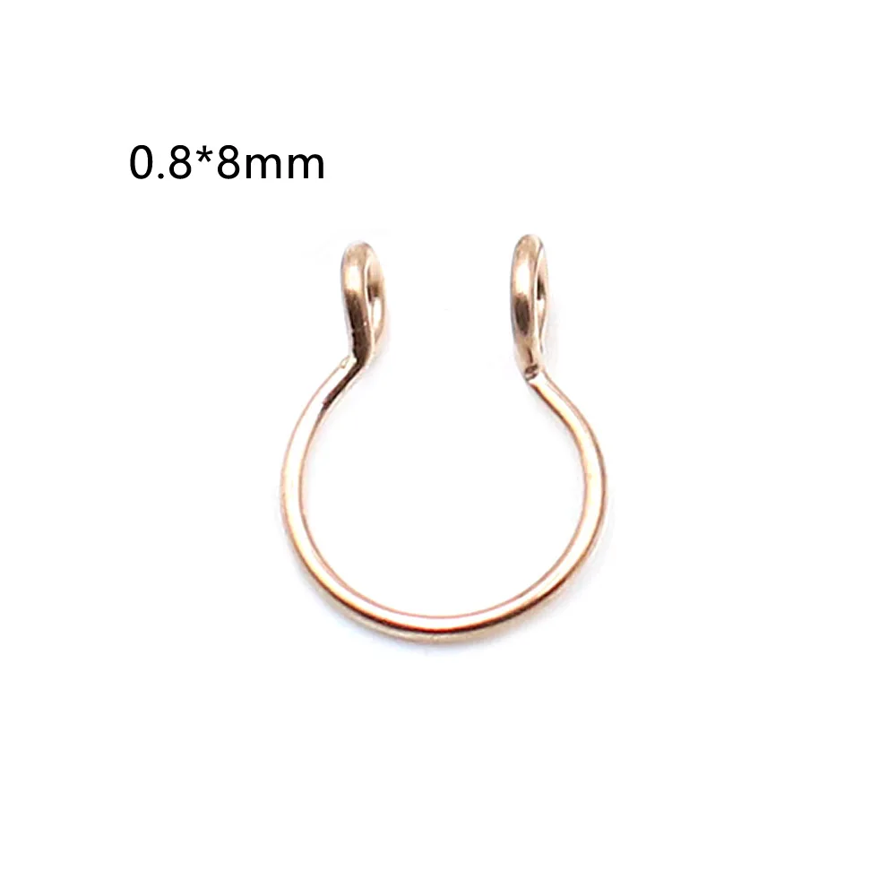 Rose Gold 1 шт. сталь 20 г изящный искусственный нос кольца поддельные филигранные кольца обруч Nostril Имитация пирсинга пенсне кольца биофлекс пирсинг ювелирные изделия - Окраска металла: Rose Gold