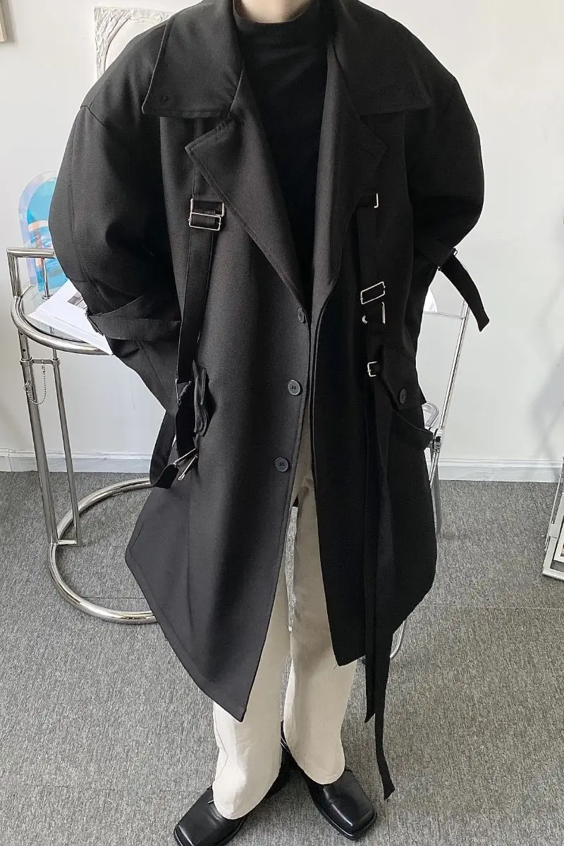 

IEFB 2020 Tide New Men's Functional Style Loose Windbreaker Cotton Padded Clothes Black Thick Warm Loose Long Winter Coat 9Y3637