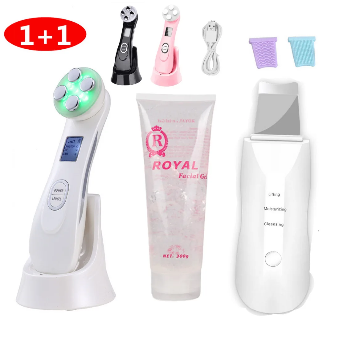 

Ultrasonic Skin Scrubber Lift Machine Peeling Machine Pore Cleaner EMS LED Anti Aging Facial Massager Deep Face Cleaning Machine