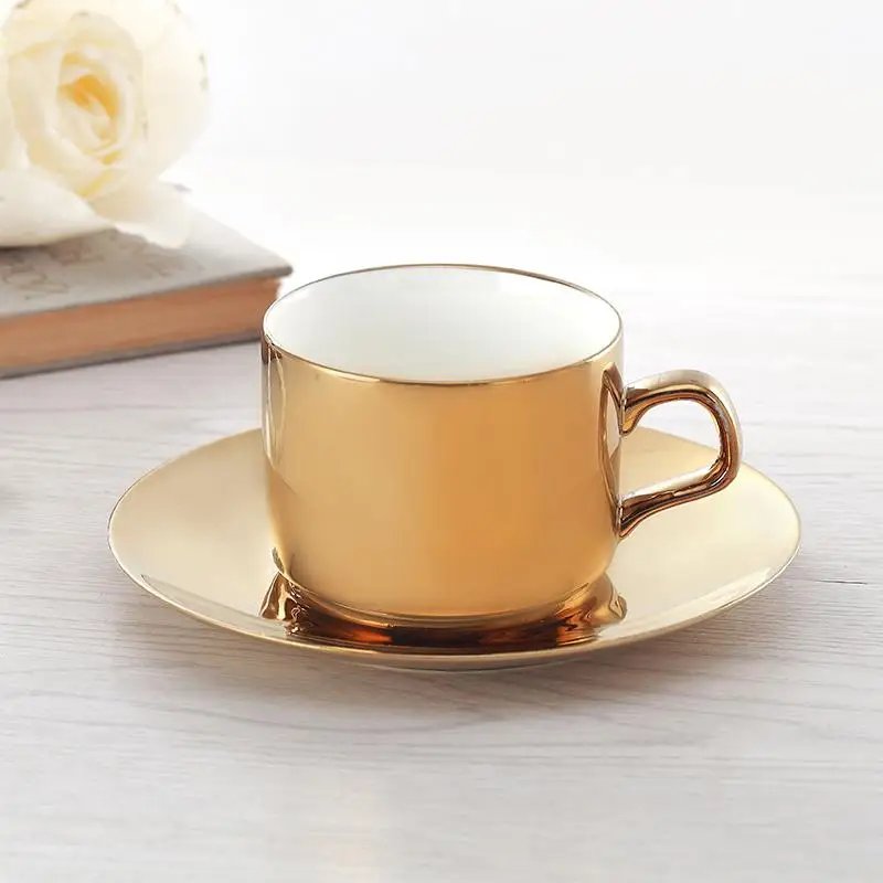 

Gold-plated/silver-plated ceramic coffee cup set, tea cups, cups and saucers, for household use, new series hot sale