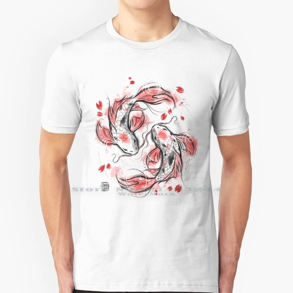 

Футболка Koi из хлопка с японским рисунком рыбы и карпы, 6XL