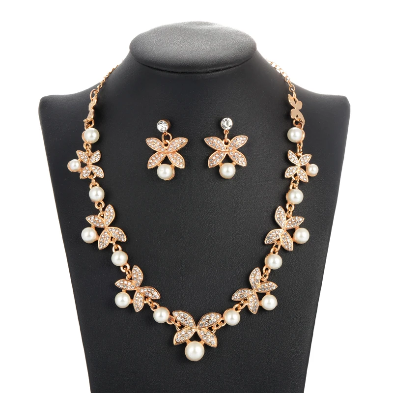 Комплект из колье серёг и кольца с искусственным жемчугом | Украшения аксессуары