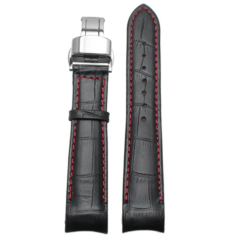 Изогнутый конец мужские ремешки для часов для BL9002-37 05A BT0001-12E 01A Брендовые Часы из натуральной кожи с пряжкой бабочки 20 21 22 мм
