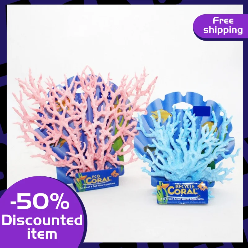 

Artificial Coral Ornament Underwater Sea Plants Decorations Craft Resin Aquarium Plants Coral Fish Tank Decorations - Pink Blue