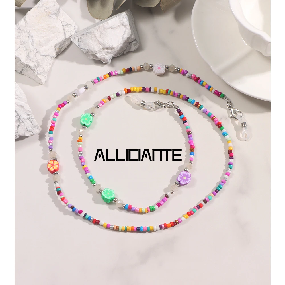 

Handmade Rainbow Flower Candy Beaded Glasses Chains For Women Sunglasses Lanyard Mask Strap Rope Holder Fashion Eyewear Jewelry