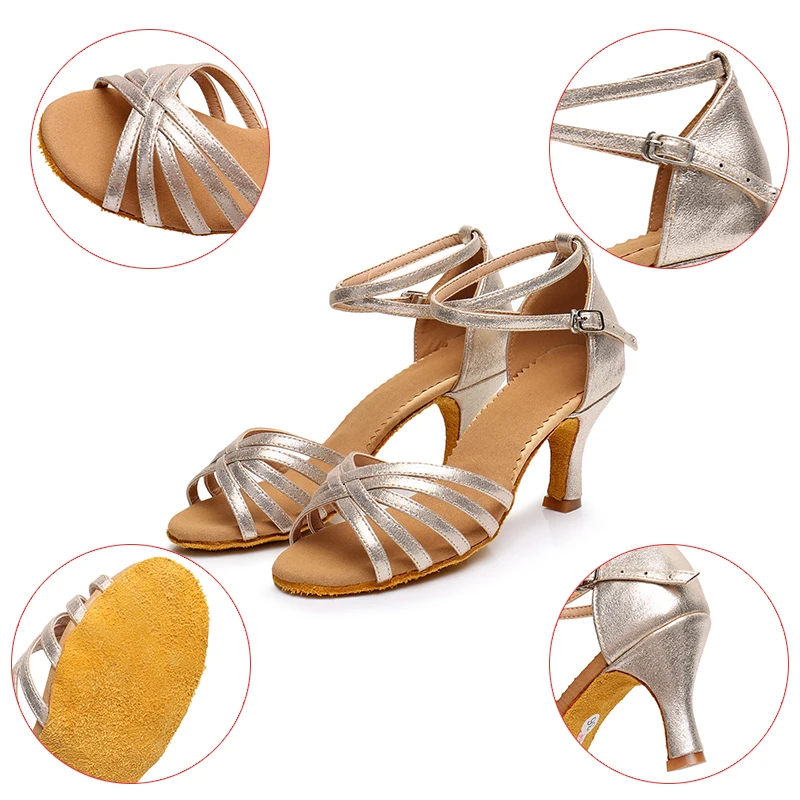 Туфли женские красные для латиноамериканских танцев на каблуке 5/7 см | Спорт и