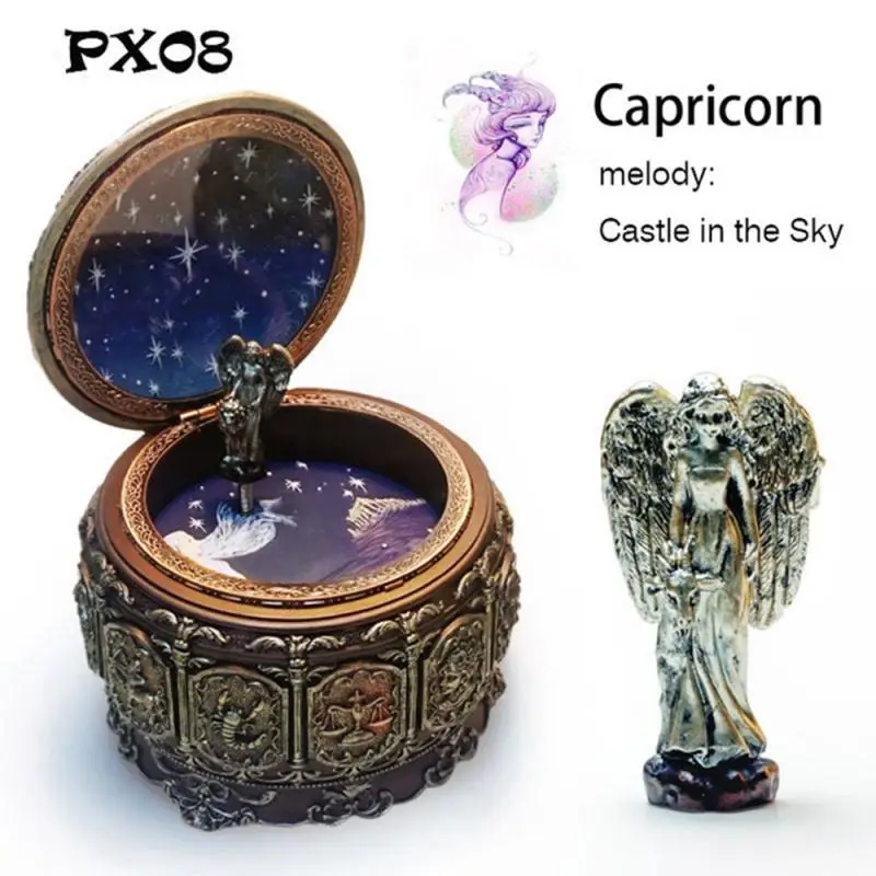 

Zodiac 12 Signs Music Box Retro 12 Constellation Twinkling LED Light Musical Boxes for Girls Valentine's Day Birthday Christmas