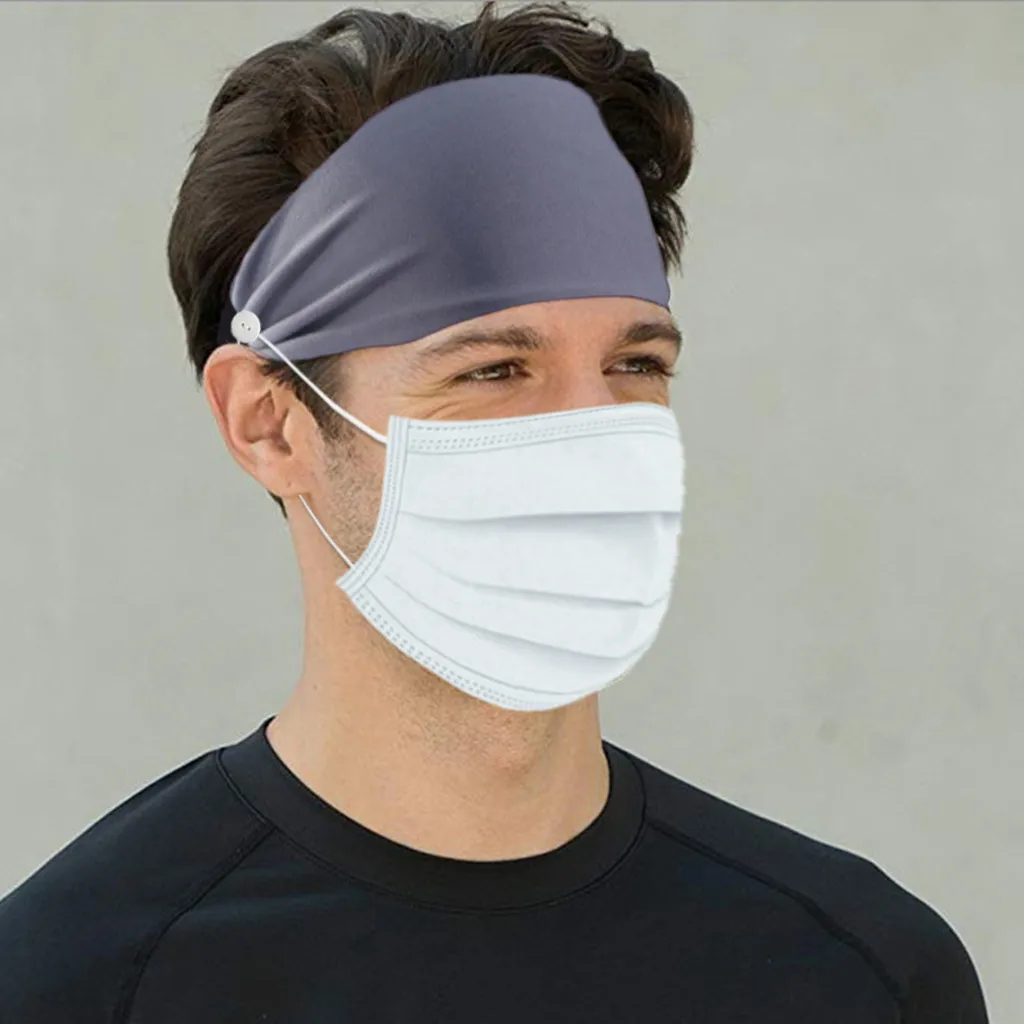 

#H30 Button Headband Face Holder Wearing Protect Ears Sports Quick Dry Sweat Sport Cycling Headwear Women Men Headbands