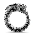 Кольцо унисекс с серебряным покрытием, в стиле панк, хип-хоп, мотоциклетное, байкерское, с драконом, ювелирные изделия в готическом стиле, Кольцо Уроборос
