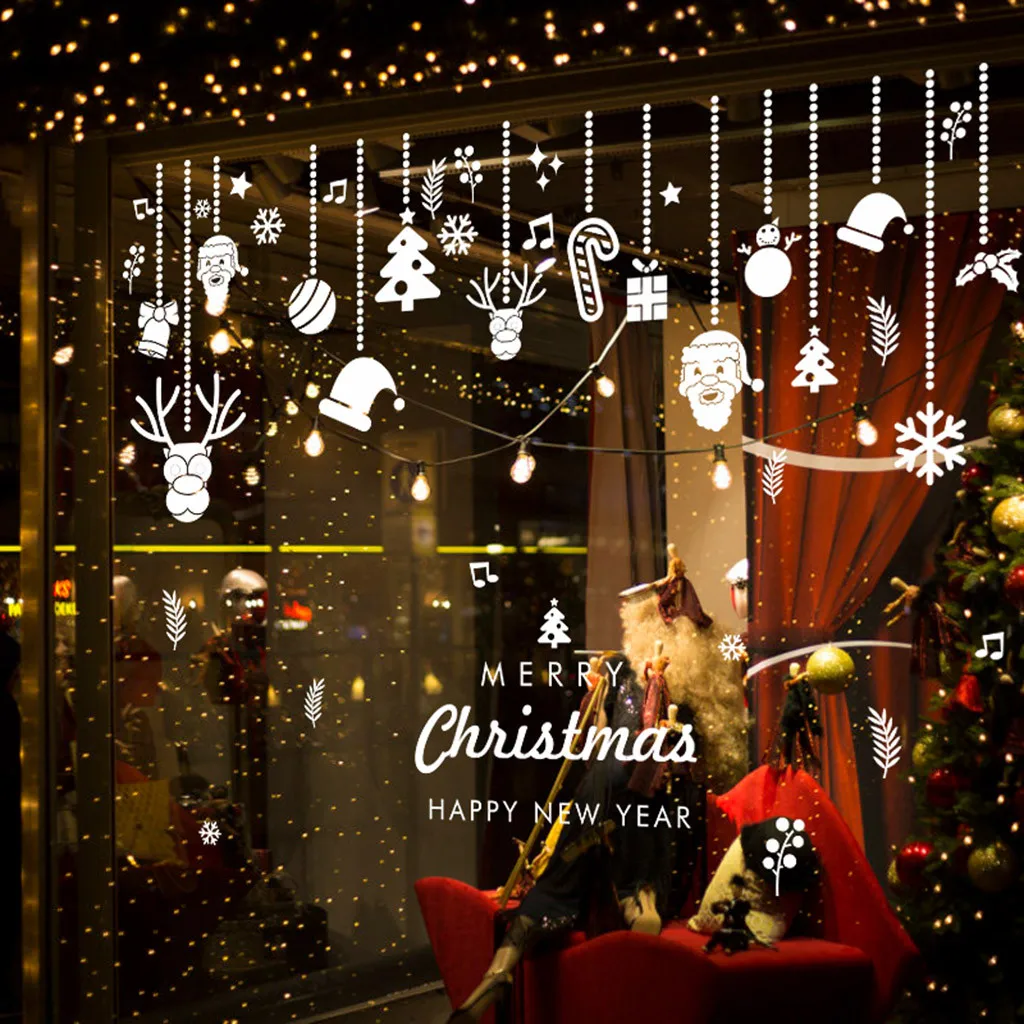 Рождественская Наклейка на стену Декор для дома стикер окно магазина s украшение