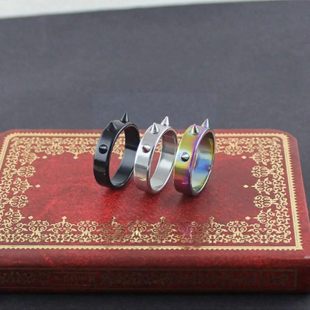 

Punk Style Ring Steel Ring Spiked Rivet Cone Самооборона Barbed Nail Ring For Men Women Jewelry Gift Joyas O3c2