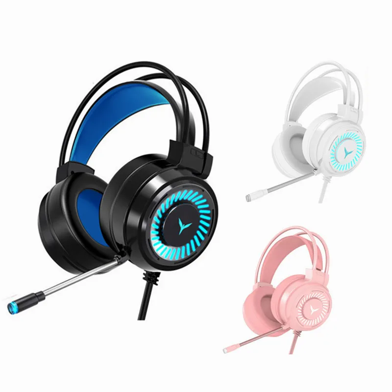 

Игровые наушники 3,5 мм, 7 цветных стерео проводных наушников с объемным звуком, USB-микрофон, цветная подсветка, гарнитура для ПК, ноутбука, игр