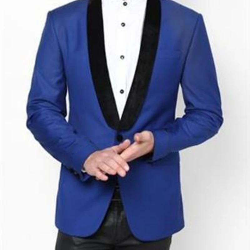 

2020 New Tailor-made Fashion Gentleman Blue Blazer Shawl Lapel Slim Fit Groomsmen Tuxedo For Wedding Dress Dinner Party Costume