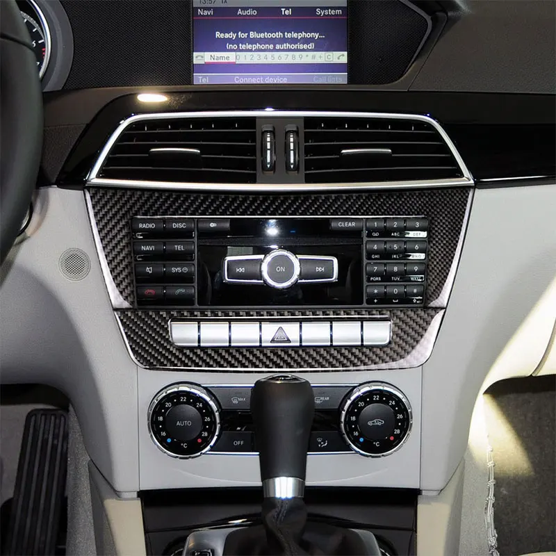 

Carbon Fiber Car Accessories Interior Central Control CD Panel Cover Trim Stickers For Merecedes-Benz C Class W204 2007-2013