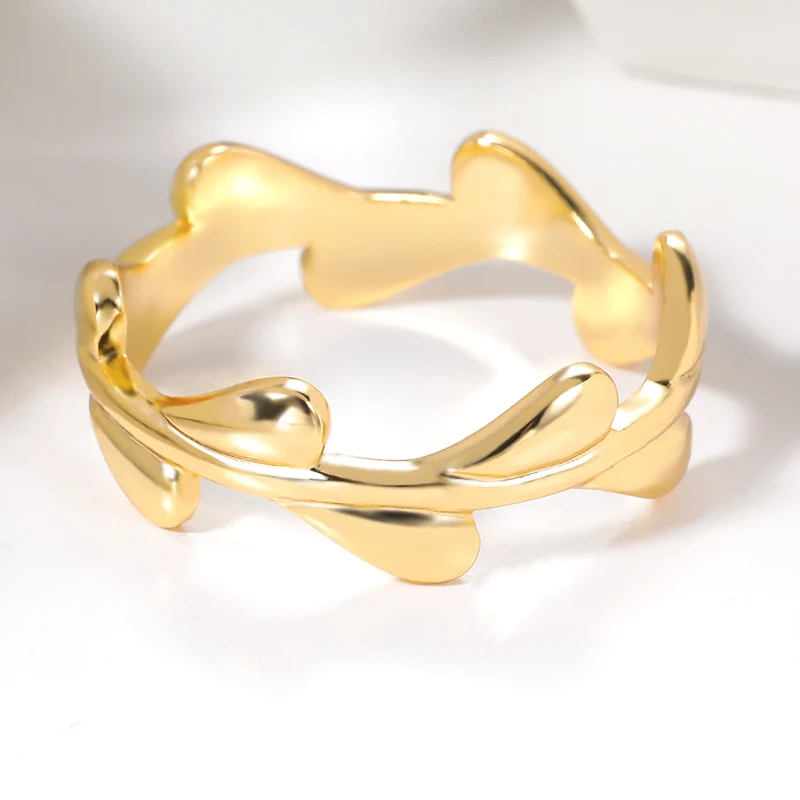 

Leaf Wreath Ring Irregular Leaves Garland Stackable Rings Gold Silver Color Finger Accessories Jewelry Party Gifts For Women