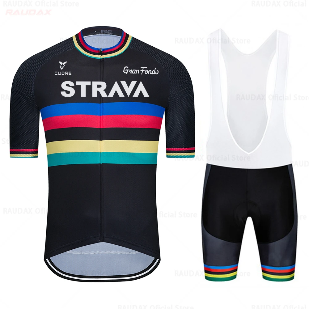 

STRAVA Summer Cycling Jersey Sets 2021 Bicycle Short Sleeve Cycling Clothing Bike Maillot Cycling Jersey Bib Shorts MTB Cycling