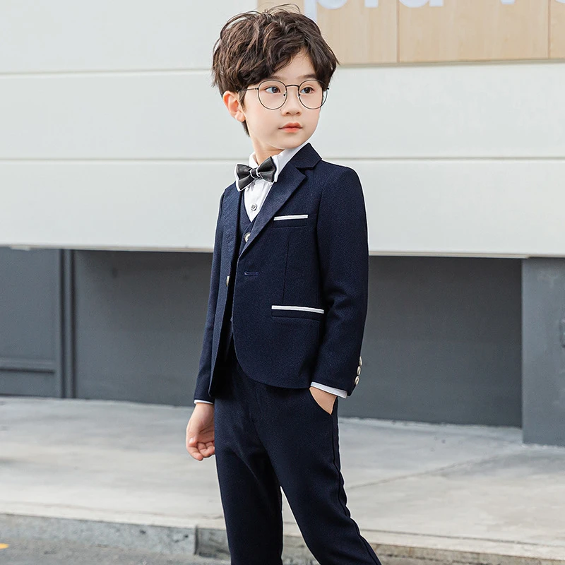 

Toddler Boys Suits Kids Fashion Blazer Trousers Shirt Vest Tie 5 Pcs Wedding Formal Suit Child Gentleman Clothes Set 2-9 Years