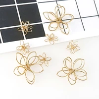 10pcs gold metal 3d flowers geometry charms earrings connectors handmade for diy earrings jewelry making finding accessories