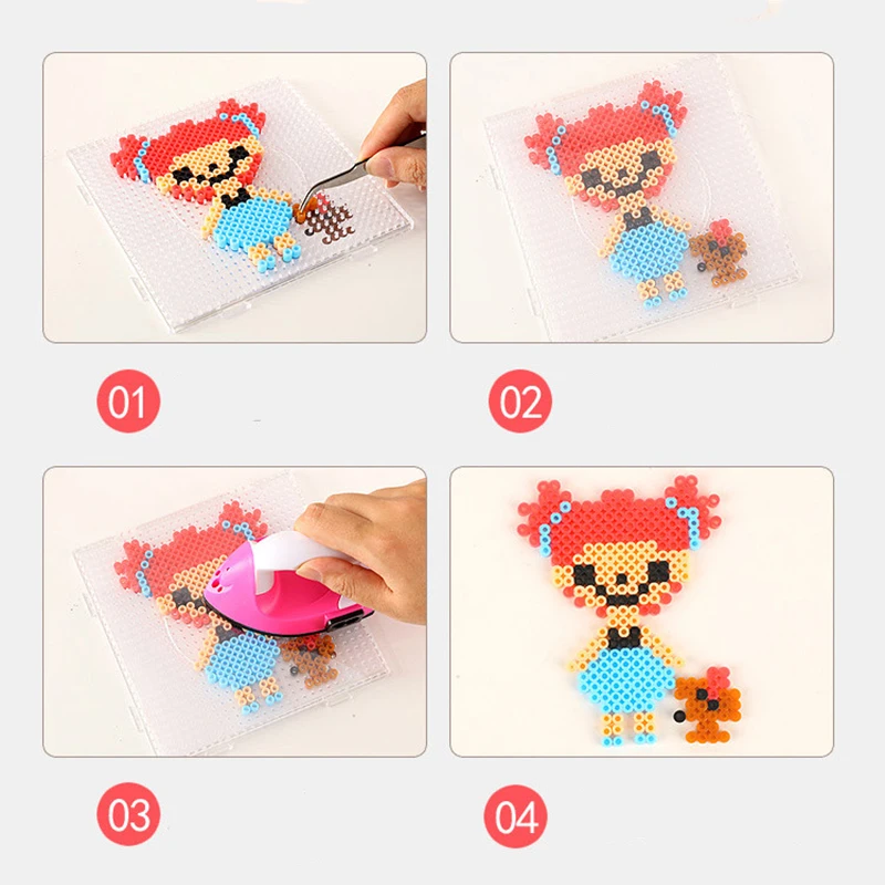 Juego de cuentas hama de juguete para ni&ntilde;os, caja de 24/72 colores, 2,6/5mm, perler educativo, rompecabezas 3D, diy, bloques de construcci&oacute;n, l&aacute;minas de papel de planchado-4