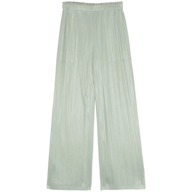 Черные ленивые брюки и мягкие плиссированные шифоновые широкие корейские