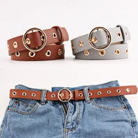 fashion metal circle buckle pin belt for women wide leather waist strap female casual jeans waistband ladies dress corset belt