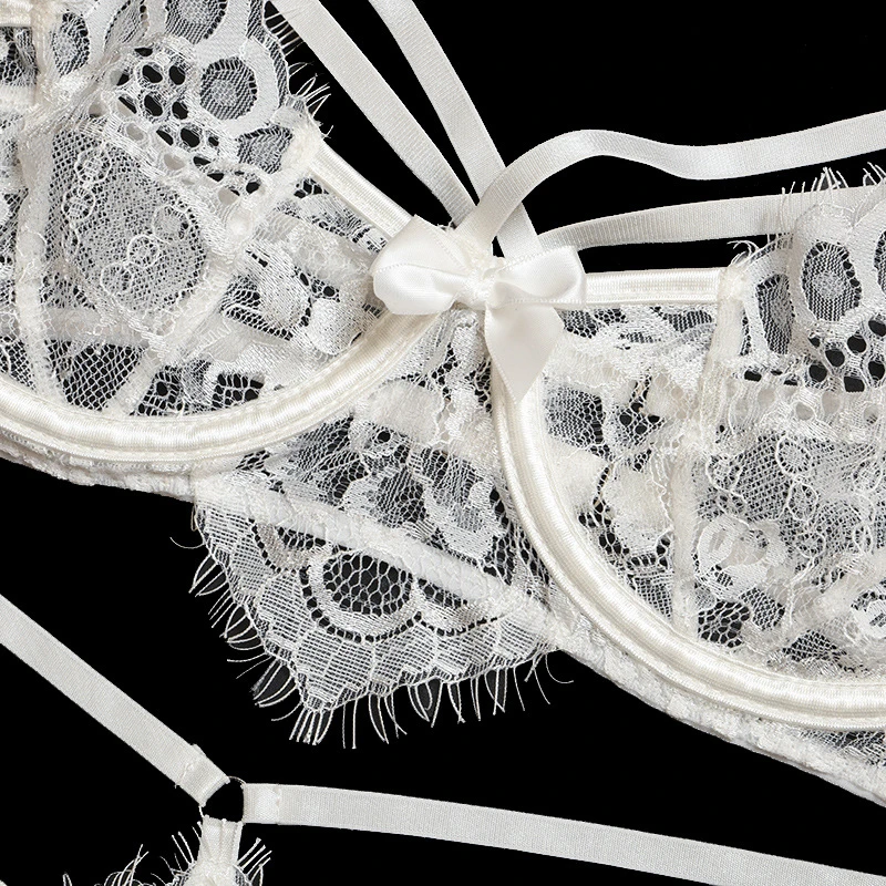 Женское Кружевное боди с цветочной вышивкой сексуальное глубоким V образным