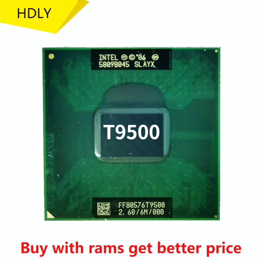 Процессор Intel Core 2 Duo T9500 SLAQH SLAYX 6 ГГц двухъядерный двухпотоковый ЦПУ Мб 35 Вт Разъем P