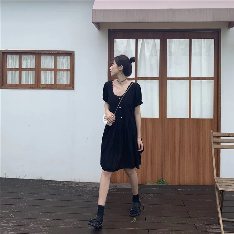 Винтажное платье принцессы Ins с коротким рукавом женские милые платья в стиле