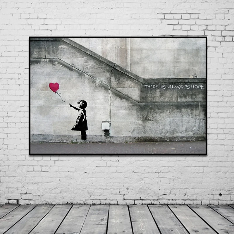 Бэнкси искусство ходьба по дождю Улица граффити настенное холст картины постеры